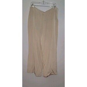 Eileen Fisher Womens Sz L Wide Leg 100% Silk Dress Pants Trousers Ivory Work